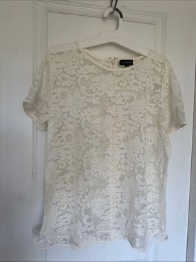 The Limited Cream Floral Lace Top